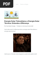 Energia Solar Fotovoltaica E Energia Solar Térmica - Saiba A Diferença