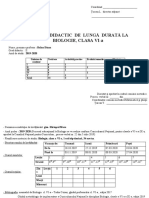 Proiect Didactic de Lung Durat La Biologie Cl. 6