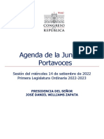 Agenda de La Junta de Portavoces Del Congreso para El 14 de Setiembre