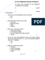 Questionnaires For Elephant House Products