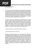 UNIDAD II Áreas de Intervención. Papel Del Psicólogo en Los Centros Educativos