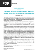 Influencia de La Privación Institucional Temprana Sobre El Desarrollo: Un Estudio Con Niños Adoptados