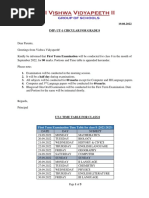 First Term Examination Time Table For Class 8 (2022-2023)