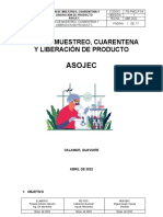 Plan de Muestreo, Cuarentena y Liberacion Del Producto Comguaviare