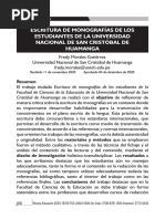 Escritura de Monografías de Los Estudiantes de La Universidad Nacional de San Cristóbal de Huamanga