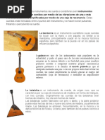 Instrumento de Cuerda Los Instrumentos de Cuerda o Cordófonos Son