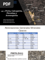 Laboratorio 2. Pirita, Calcopirita, Arsenopirita y Pirrotina