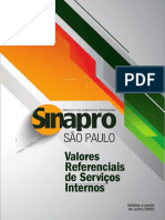 Documento Valores Referenciais de Serviços Internos SINAPRO-SP - Válidos A Partir de Julho de 2022