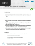 KOSTER NB1 Grey Specification For Cementitious Crystallizing Waterproofing