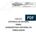 PAC 11 - Matéria Prima, Ingredientes e Embalagens