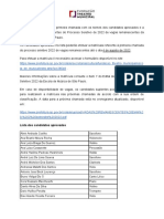 Lista Dos Candidatos Aprovados - 2º Processo Seletivo 2022