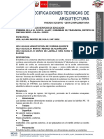 Especificaciones Tecnicas - Vivienda Docente