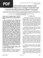 A Cross-Sectional Descriptive Study On The Prevalence of Depression Amongst Controlled and Uncontrolled Hypertension Patients in Legazpi