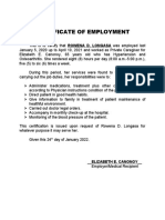 Certificate of Employment