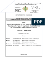 Statut de La Vitamine D Chez Les Enfants Recemment Diabetiques de Type 1 Hospitalises Dans Le Service de Pediatrie EHS Mere Et Enfant Tlemcen