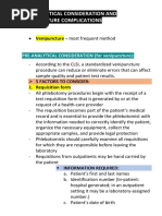 Pre-Analytical Consideration and Venipuncture Complications