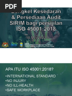 Kursus Kesedaran Dan Persiadaan Audit SIRIM ISO 45001:2018