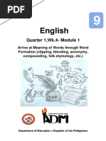 English9 q1 Mod1 Arrive at Meaning of Words Through Word Formation Clipping Blending Acronymy Compounding Folk Etymology Etc. v3