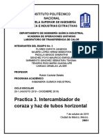 Practica 3. Intercambiador de Coraza y Haz de Tubos Horizontal