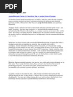 Monday, August 30. 2010: Accept Electronic Checks - E-Check Your Way To Another Form of Payment