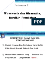 Pertemuan 2: Wiraswasta Dan Wirausaha, Berpikir Perubahan