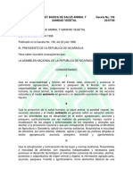 Ley 291, Ley Básica Salud Animal y Sanidad Vegetal