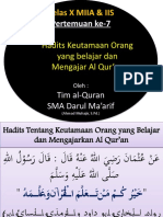 Pertemuan Ke-7 (Hadis Keutamaan Al-Quran)