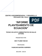 Planteamiento de La Ecuacion