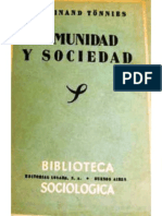 Comunidad y Sociedad Ferdinand Tonnies P