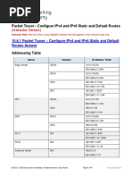 15.6.1 Packet Tracer - Configure IPv4 and IPv6 Static and Default Routes