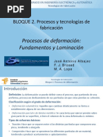 Tema 3.1 - Procesos de Deformacion Volumétrica - Fundamentos - Laminación