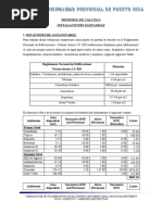 Memoria de Cálculo Instalaciones Sanitarias de Polideportivo de Puerto Inca