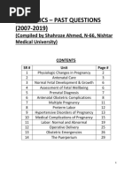 Obstetrics - Topical Past Papers (2007-2019)