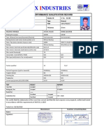 NYX Ndustries ZC: Welder Performance Qualification Record