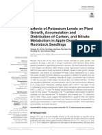 Effects of Potassium Levels On Plant Growth, Accumulation and Distribution of Carbon, and Nitrate Metabolism in Apple Dwarf Rootstock Seedlings