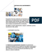 Conceptos e Importancia Del Mantenimiento Industrial Tema 1