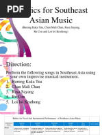 Rubrics For Southeast Asian Music: (Burung Kaka Tua, Chan Mali Chan, Rasa Sayang, Ru Con and Loi Loi Krathong)