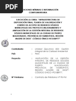 Condiciones Minimas - Especificaciones Técnicas - Obra Tambopata