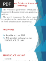 Policies On Science and Technology TOPIC 2