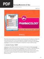 Pharmacology Nursing Mnemonics Amp Tips