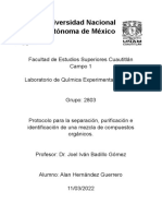 Separación, Purificación e Identificación de Una Mezcla de Compuestos Orgánicos