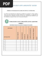 RÚBRICAS Área de Lengua y Literatura 2022 - 2023