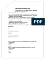 Pre Training Assessment Form