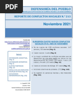 Reporte Mensual de Conflictos Sociales #213 Noviembre 2021