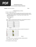 Teste 1 de Matematica Na Historia