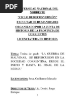 La Guerra de Malvinas, Su Repercusion en La Sociedad Correntina Desde El Inicio y Hasta El Final de La Misma (Tesis)