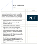 Personnel and Payroll Questionnaire: Yes No N/A Remarks