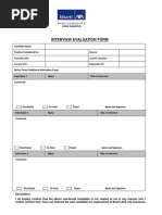 Interview Evaluation Format - Blank