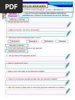 20 de octubre-FICHA DE APLICACIÓN - LECTURA - ALIMENTACIÓN SALUDABLE .