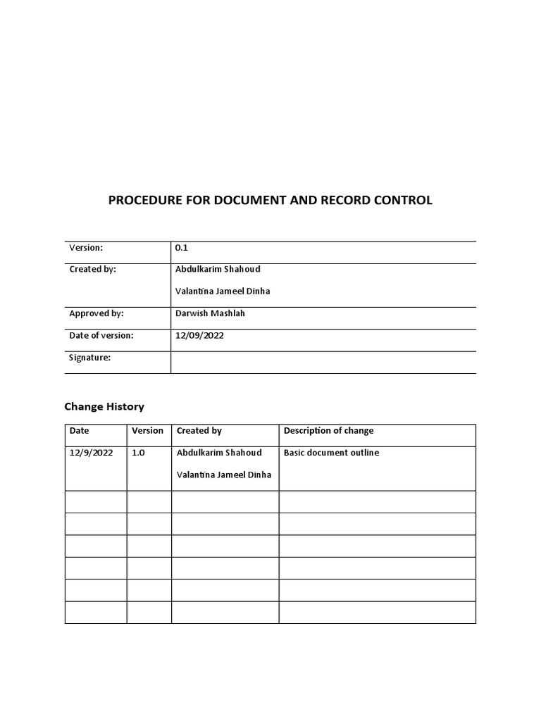 7.5 Procedure For Documents and Record Control | PDF | Document ...